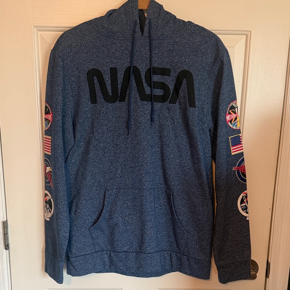 Blue NASA Hoodie with Patch Details
